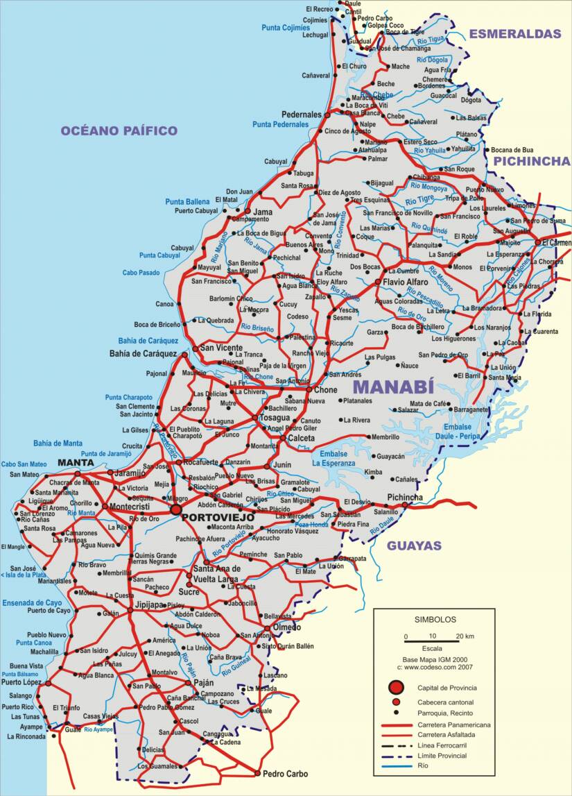 Mapa vial Manabí Streetmap Strassenkarte Mapa Map Landkarte Manabi